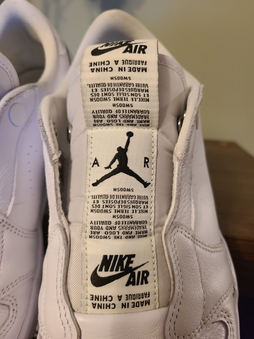 Nike Air Jordan 1 Retro Low White Leather Slip On's AV3918-100 Size 11 - Picture 3 of 16